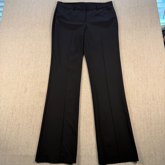 Theory Pants - Theory Dress Pants Womens 12 Black Virgin Wool Stretch Straight Leg Trousers